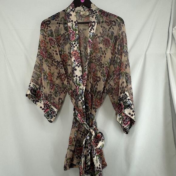 Victoria’s Secret Vintage Gold Label Pink Floral Paisley Robe One Size Fits All - Picture 2 of 12